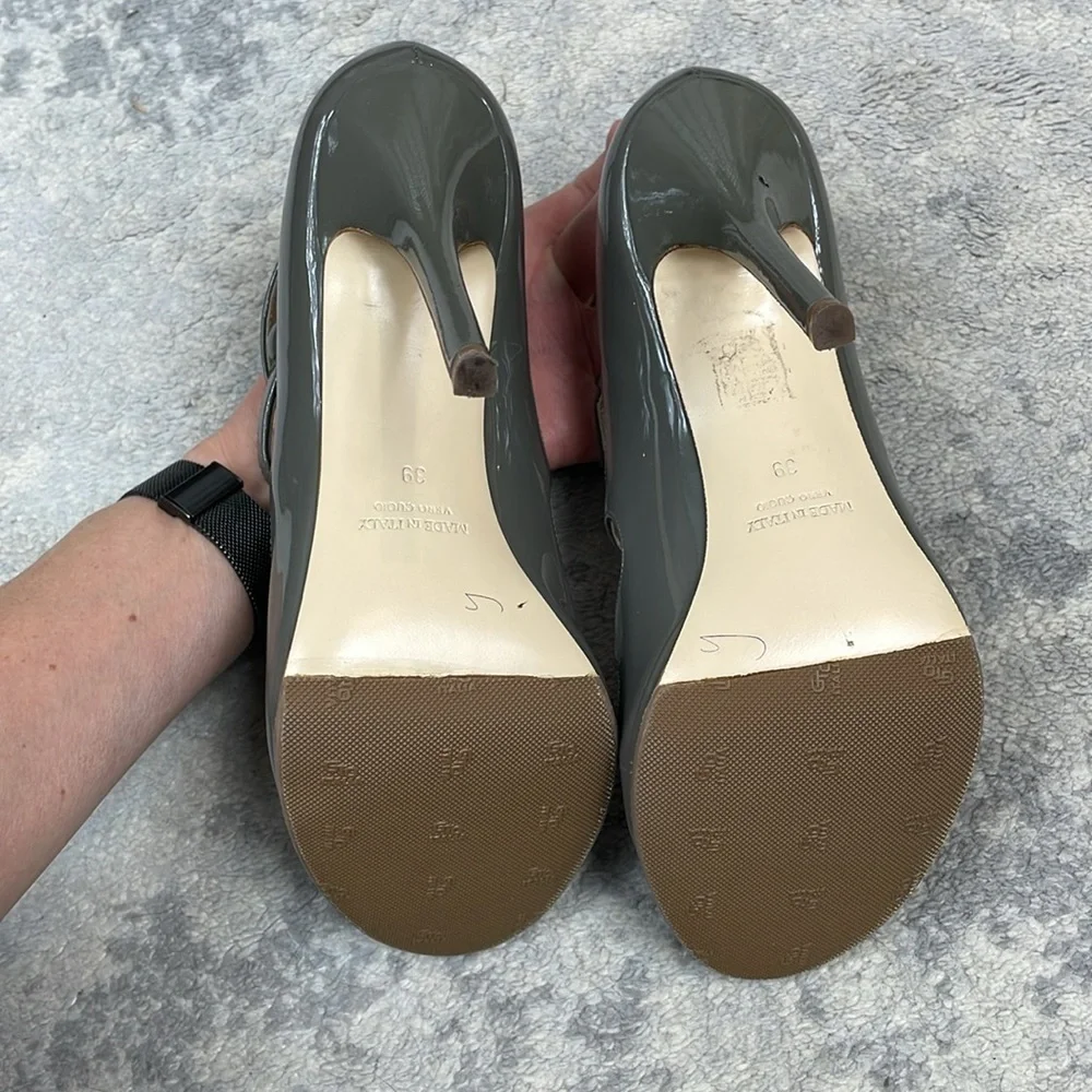 Loriblu Patent Leather Strappy Cage Heels Gray Stiletto Tall Italy Sz 39